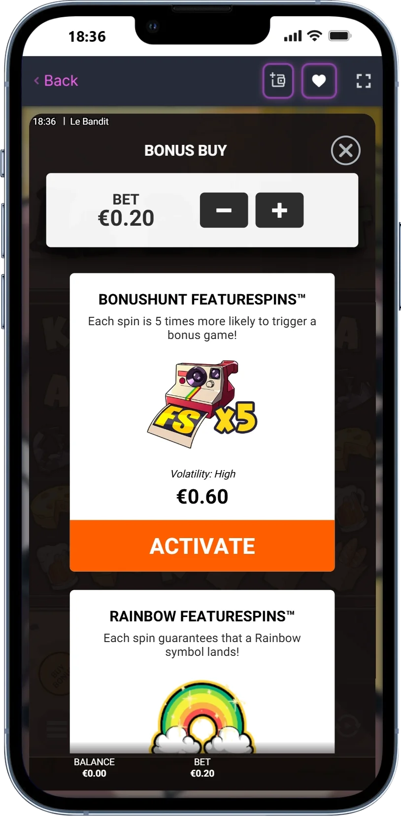 Le Bandit free spins bonusronde met regenboog feature